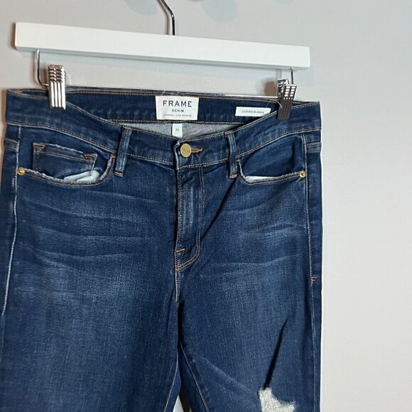 Frame Le Skinny de Jeanne in Stellar Distressed Wash Jeans - Picture 3 of 7